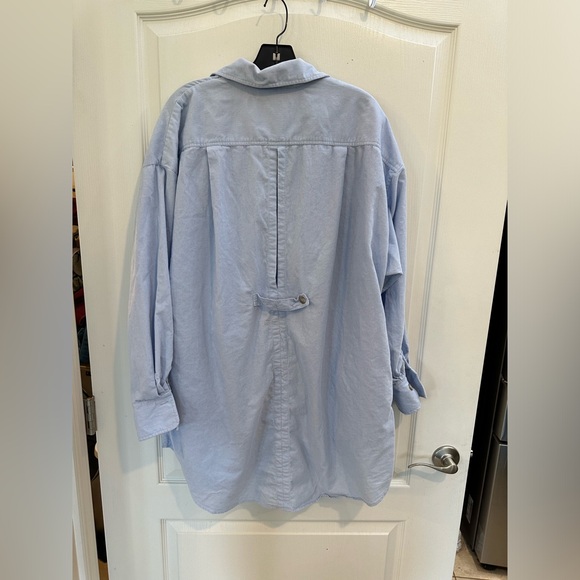 king & tuckfield open back blue corduroy oversized tunic shirt w pockets small - Picture 3 of 7